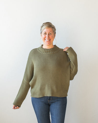 Honest Cotton Mock Neck Crop Sweater