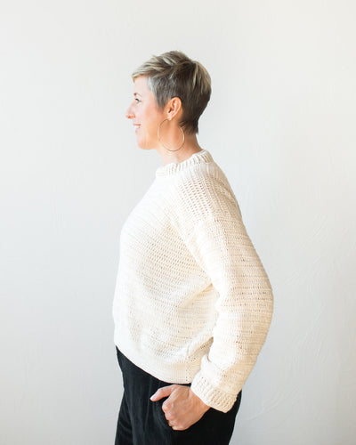Honest Cotton Crochet Crew Sweater