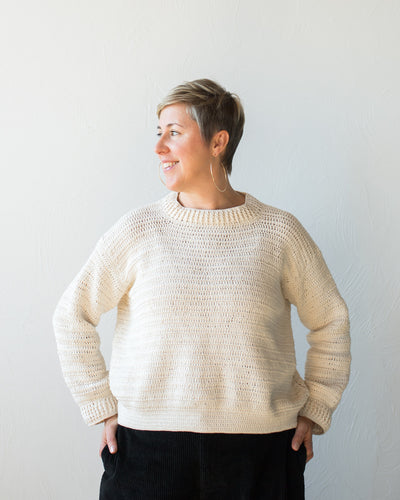 Honest Cotton Crochet Crew Sweater