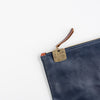 Fritz & Fräulein Medium Navy Soft Pebble Leather Clutch with Vintage Tag